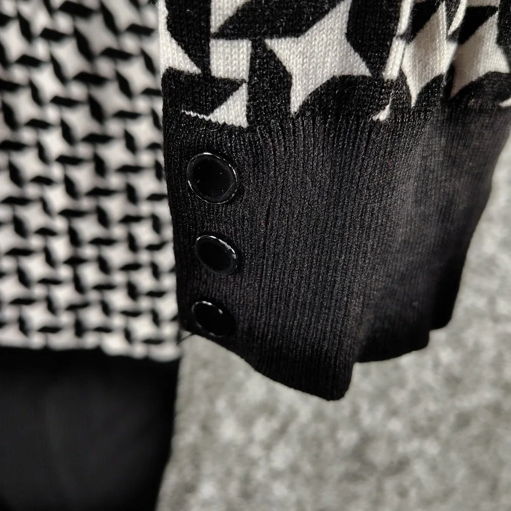 White House Black Market Cardigan Black Polka Dot Mod Office Women Medium
